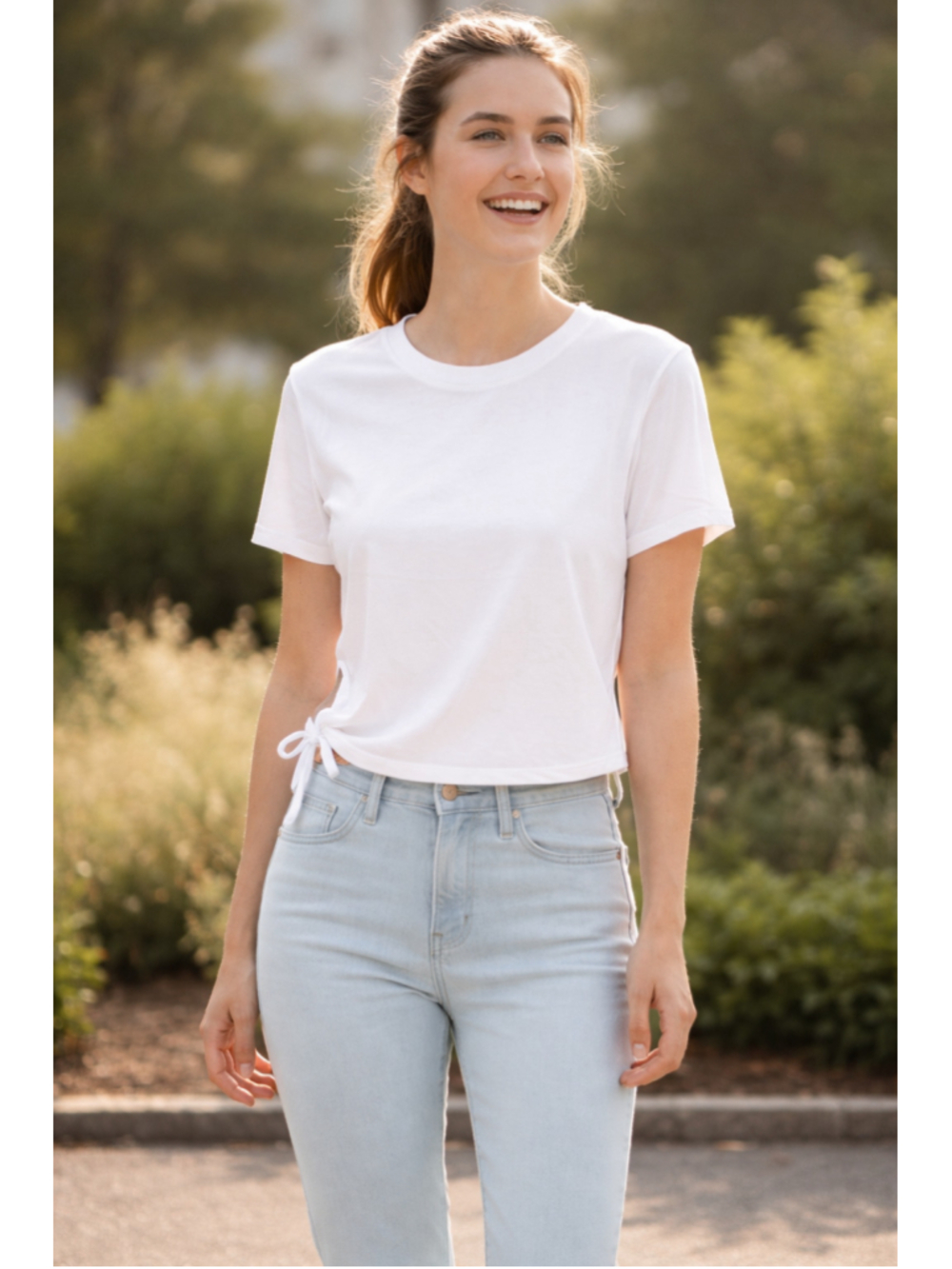 Calvin Klein Jeans White Short Sleeve with Cut-Out Tee Women's Size L NWT